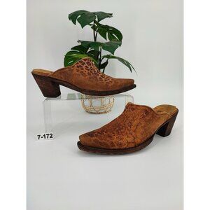 Old Gringo Women’s Leopardito Mules Slide Brown Leather Size 7.5B US